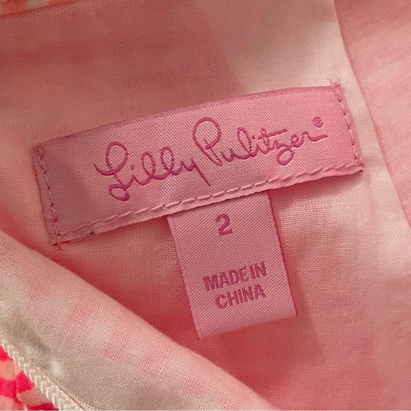 Lilly Pulitzer Thyme Skirt Party Fiesta Pink Peplum Neon Gingham - Picture 6 of 9